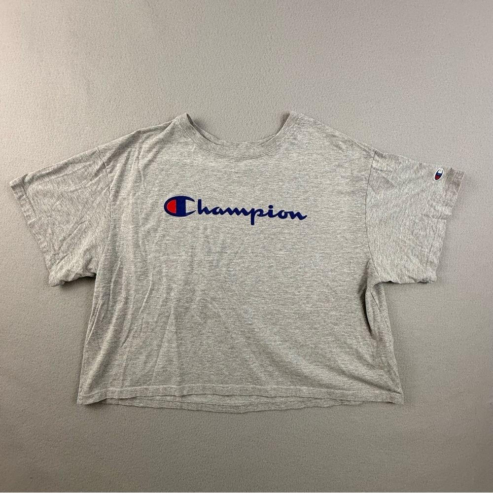 Champion Shirt Women's Extra Large Short Sleeve‎ Crop Top Logo Print